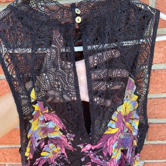 Intimately by Free People Black Lace/Floral Tunic Slip Dress Size Large - Picture 7 of 12
